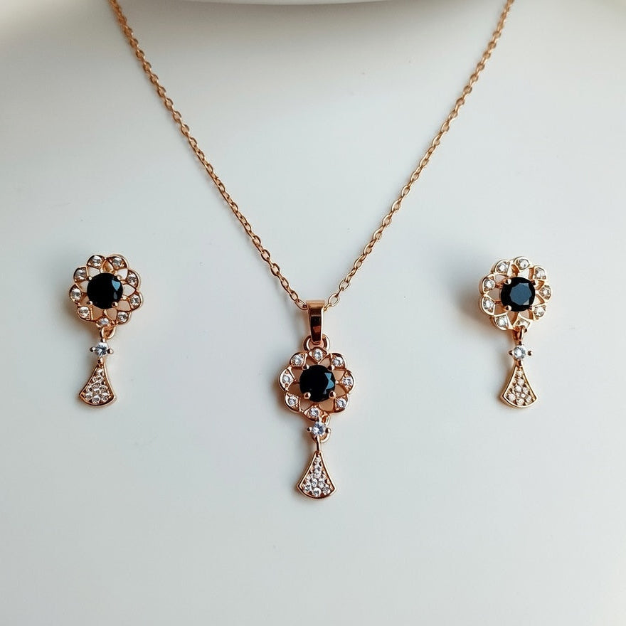 Midnight Bloom Rose Gold Jewelry Set