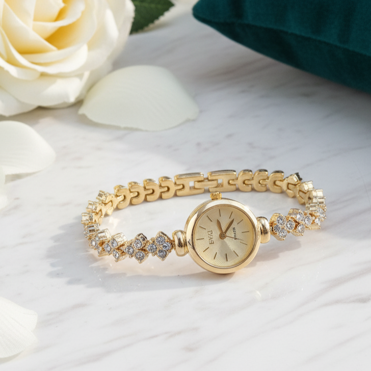 Elegant Gold Diamond Bracelet Watch