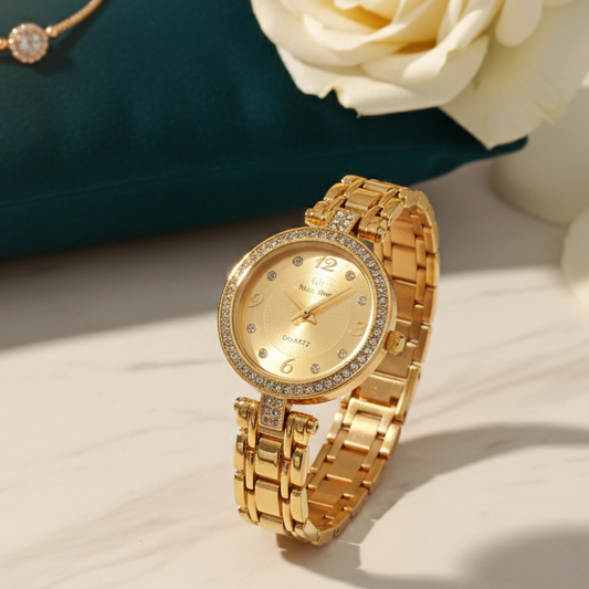 Classic Gold Crystal Watch