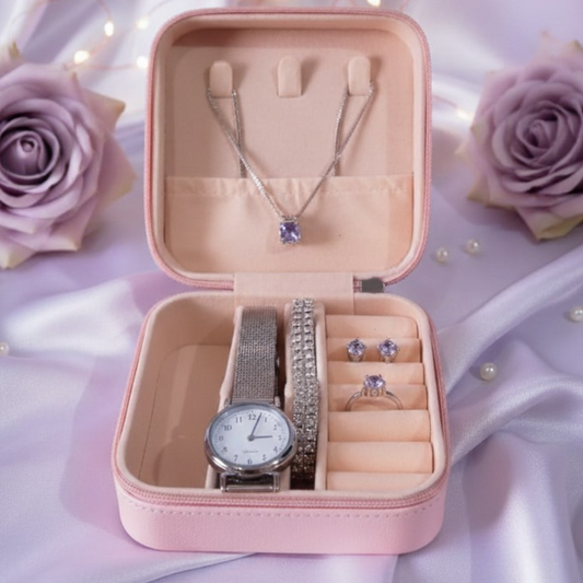 Elegant Silver Jewelry & Watch Set