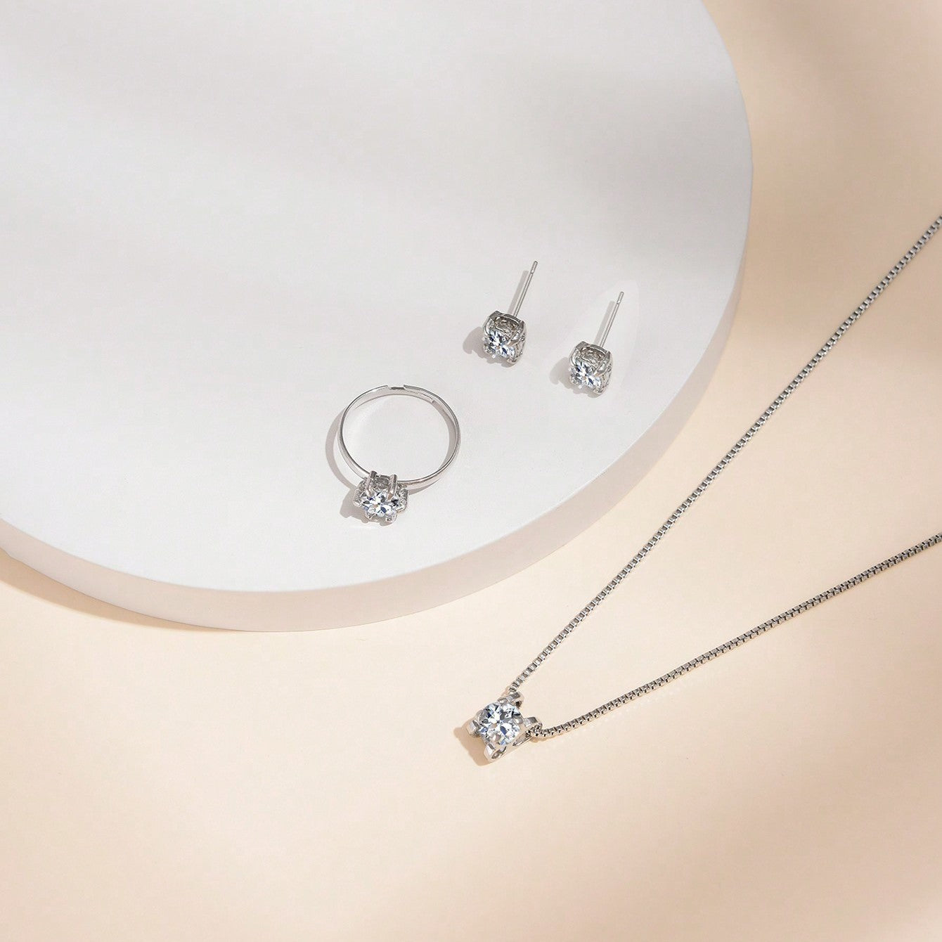 Elegant Silver Jewelry & Watch Set